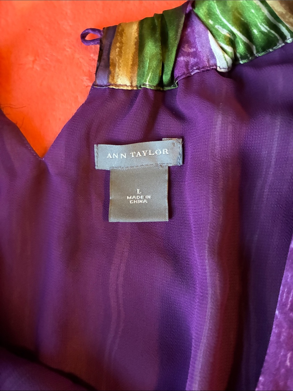 100% SILK- Ann Taylor Striped Camisole In Purple, Green & Neutrals - Picture 2 of 15